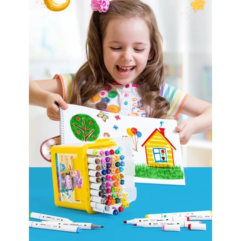 Plumones Doble Punta Cincelredonda Deli 24pz Rotulador