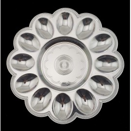4 Egg Serving Plates 9 in Dia. 12 Wells for Deviled Eggs Clear Plastic