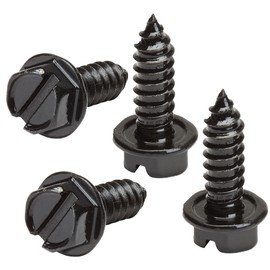 OttoSpeed License Plate Screws with Rustproof Finish - License Plate Screw Kit for Front & Rear Plates - License Plate Bolts for Domestic Vehicles - Stainless Steel Screws for License Plates (4-Pack, Black)