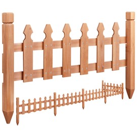 Topeakmart Wood Picket Garden Fence Edging Fencing Garden Yard Border Edging Panels Posts Flower Plants Pool Fences-177.5 in