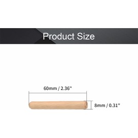 TAORAYO Wood Dowels, 0.3 x 2.4 inches (8 x 60 mm), 100 Pcs Woodworking Dowels, Dowel Markers, Marking Punches for Wooden Nails, Wood Kilns, Dry Grooved Hardwood, Shelving Brackets, Furniture, DIY