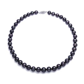 Black Freshwater Cultured Pearl Necklace AAAA Quality Sterling Silver Clasp (6.5-7mm), 17"