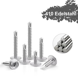 Self-tapping screws, round head tapping screws, M4.2 x 13 mm, 200 pieces, self-tapping, 410 stainless steel self-drilling screws for sheet metal wood mounting