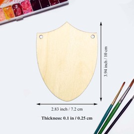 20pcs Wooden Shield Shapes Cutouts DIY Craft Embellishments Unfinished Wood Tags Ornaments for Birthday Holidays Decoration