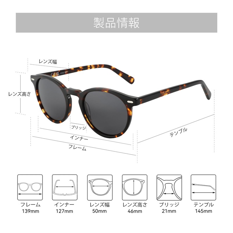 ZENOTTIC Men's Vintage Round Sunglasses, Polarized Sunglasses, UV Protection, Handmade,