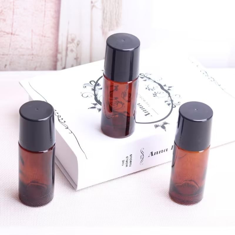 SquarezhenBo 2 Pcs 50ml Brown Essential Oil Roller Bottles,Glass Roller