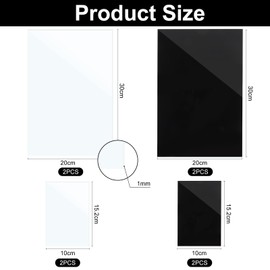 BATHRINS Pack of 8 Acrylic Glass Panels, Transparent and Black, 1 mm Acrylic Plate 20 x 30 cm, Plastic Plate for Photo Frame, Window, Project Exhibition, Painting