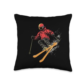 Freestyle Skier Vector Throw Pillow