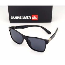 Quiksilver Round Horn Rimmed Sunglasses Shiny Black Frame Dark Smoke Tint Lens