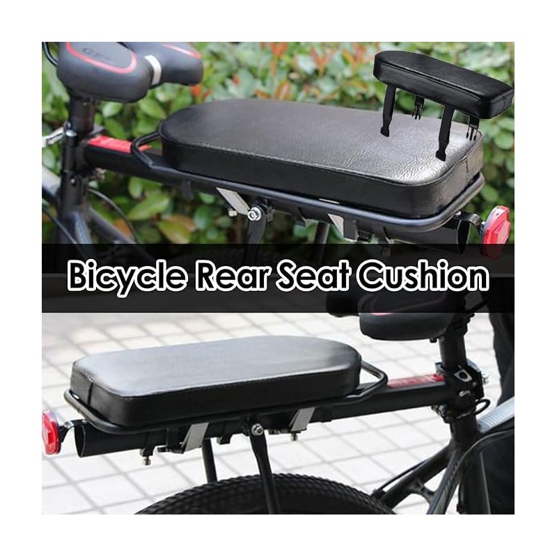 WEZCHUGHAOL Bicycle Rear Rack Cushion Seat, Black Leather-Look Padding, Detachable