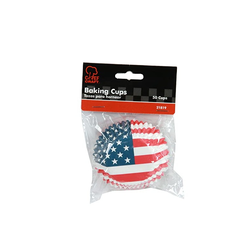 Chef Craft Paper Patterned Cupcake Liners, 50 count, Red/White/Blue