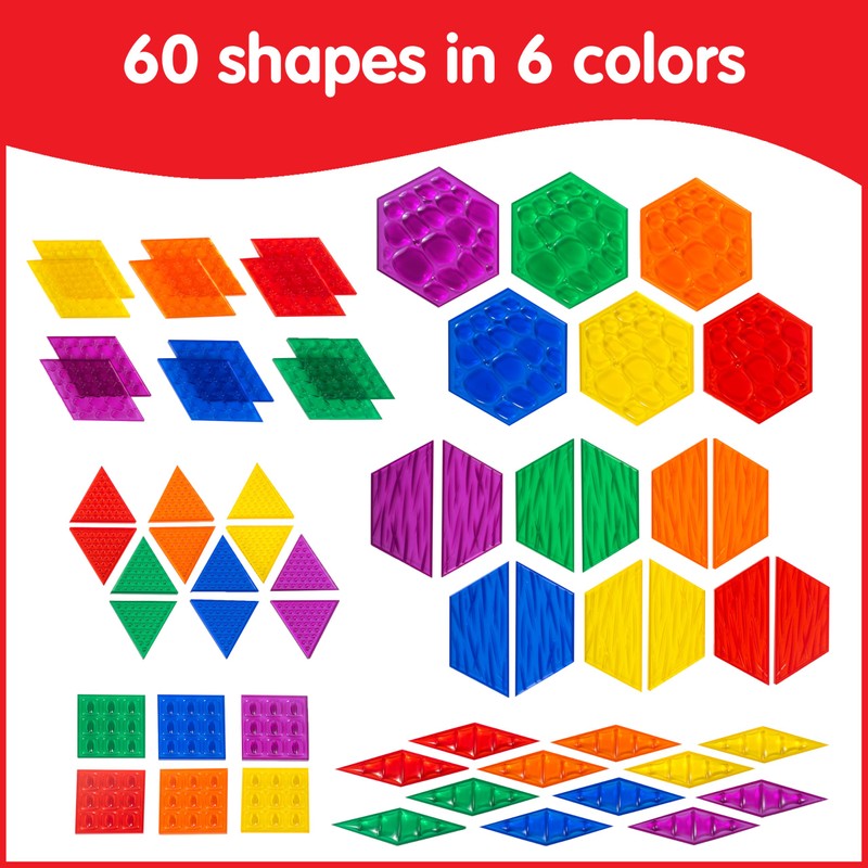 edxeducation Translucent Sensory Pattern Blocks - Set of 38