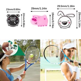 JJiaoLinin Tennis Racket Vibration Dampeners, 10 Pcs Soft Silicon Racket Dampener, Cute Tennis Dampener Funny Tennis Racket Vibration Dampener for Tennis and Squash