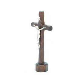 Wooden Crucifix - Christ Silver Plated 999 - Base - Made in Umbria - Italy - 14.7 x 7.2 cm