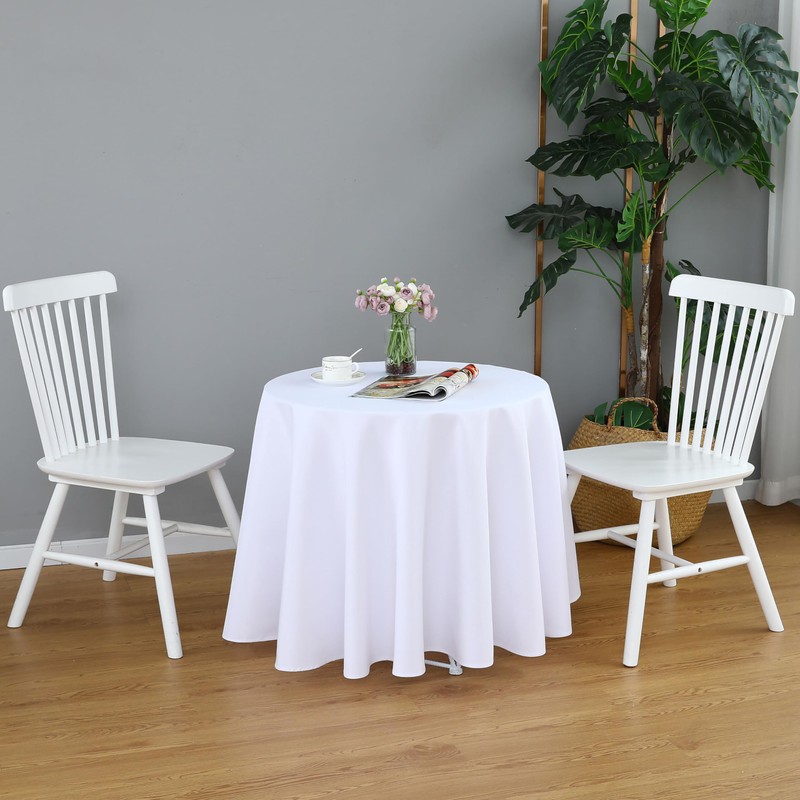 FOLINS&HOME 2 Pack White Round Tablecloth - 60 Inch Waterproof