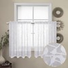 OVZME Anji Textured White Kitchen Sheer Curtain Tiers 36 inch