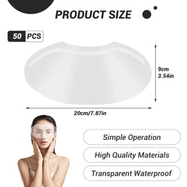 50 PCS Clear Face Visors, Eye Shield After Cataract Surgery, Disposable Transparent Plastic Shower Shampoo Eye Shield, for Hair Salons Showers Haircuts Eyelash Extensions