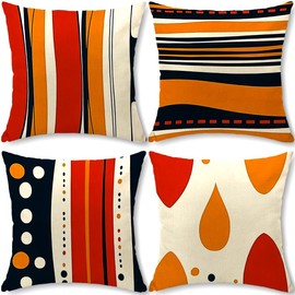 Cirzone Outdoor Cushion Covers, Pack of 4, 45 x 45 cm, Decorative Outdoor Cushions, Abstract Minimalist Prints Cushion Covers for Sofa Cushions, Garden Outdoor