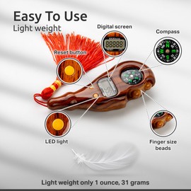 s Digital Finger Tasbih with Compass & Night Light - Islamic Prayer Beads Counter, Finger Counter for Dhikr, Meditation, Relaxation, and Healing (Walnut Wood)