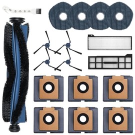 18 Pack X10 Pro Omni Replacement Parts Compatible with Eufy X10 Pro Omni Robot Vacuum Cleaner Accessories Kit,1 Roller Brush, 2 HEPA Filters, 4 Side Brushes, 4 Mop Cloths, 6 Dust Bags, 1 Cleaning Tool