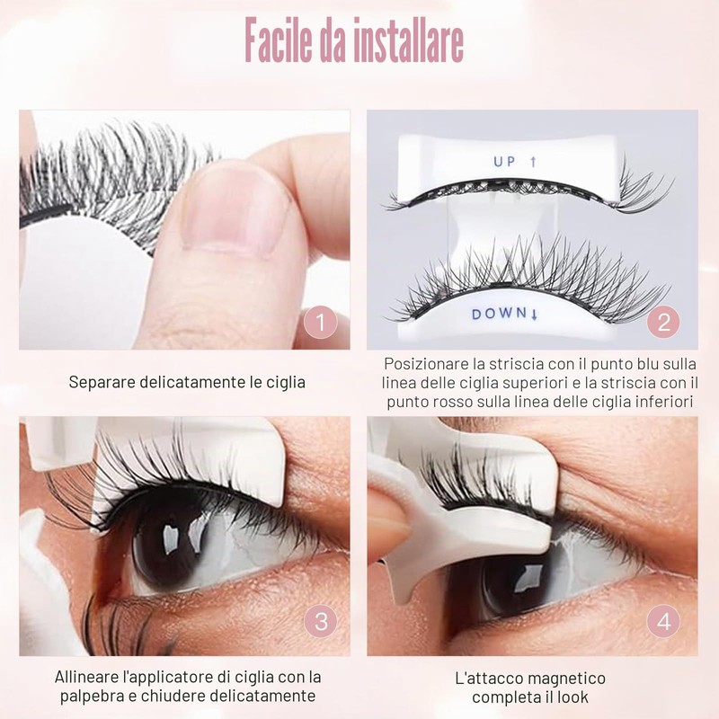 Ciglia magnetiche, 3 strati con 16 pezzi (6 paia), ciglia