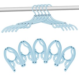10 Pcs Travel Hangers Foldable Portable Plastic Hangers Folding Clothes Hangers Space Saving Clothes Hangers for Cruise Ship Business Trip Travel (Blue)