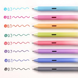 WRITECH Gel Pens Fine Point: Retractable Assorted Color Ink Pen Smooth Writing 8ct Multi Colored 0.7mm Medium Point for Journaling Coloring No Bleed & Smudge & Smear Gradient Barrel