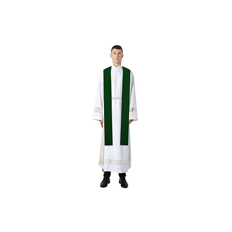 IvyRobes Unisex Adults Overlay Clergy Stole Plain Solid Emerald Church