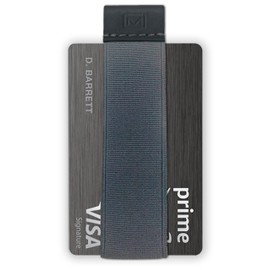 Modern Carry Quick Draw Minimalist Wallet for Men & Women, Elastic Band Minimal Credit Card Holder with Leather Tab, Card Grabber for Long Nails, Money Clip Alternative (Black) (Gray)