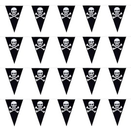Halloween Decoration Garland 32.8 ft (10 m) Pirate Flag Banner Decoration Skull Triangle Flag Halloween Decoration Outdoor Garden Entrance Window Wall School Festival Cultural Festival Party Supplies