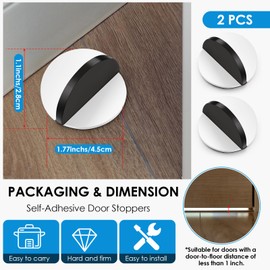 MorningRo 2 Pcs Self Adhesive Door Stoppers, Stainless Steel Floor Door Stop Wall Protector, Half Dome Floor Gate Stopper for Living Room, Bedroom, Bathroom, Office (Ivory)