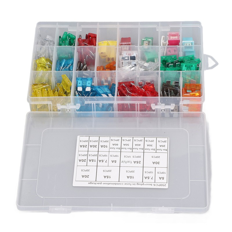 250 Pieces Automotive Fuses High Frequency Blade and Box Shape