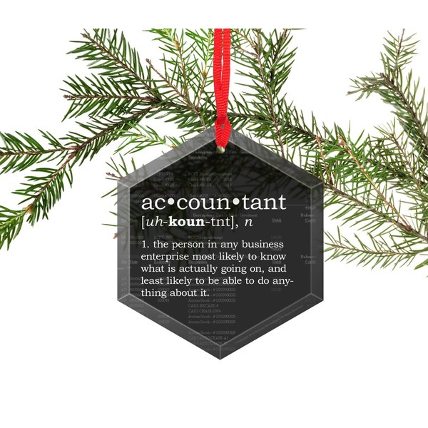 Accountant Definition Funny Glass Christmas Ornament