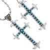 Sleeping Beauty Turquoise Navajo Cross Sterling Pendant With Silver Bead