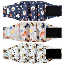 Paw Legend Washable Dogs Diapers Male Dog Belly Bands for Male Dogs Diapers Reusable Puppy & Doggie Diapers Male (3 Pack, Large)