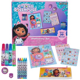 Innovative Designs Gabbys Dollhouse Kids Coloring Art and Sticker Set, 30 Pcs. School & Craft Supplies with Pencil Case
