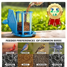 Birdream 2 Pack Bird Feeders for Outdoor Hanging, Retro Pagoda Design Fun Installation Bird Feeders, Attracting Wild Birds Chickadees Goldfinches Cardinals Finches and Sparrows - Blue