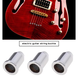 Micro Traders 12pcs Guitar String Ferrules Guitar String Caps Mounting Buckle Through Body Ferrules Bushing for Electrical Guitar Musical Instruments Parts Silver