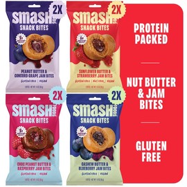 CHIA SMASH Bites Only Variety 8-Pack – Peanut Butter, Chocolate, Cashew & Sunflower Jam Bites! 2 of Each Flavor! Snack Protein Snack Protein Sweet - Specification: Variety Pack (8-Pack)