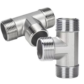 Pack of 2 3-Way Switching Valve, 1 Inch Male Stainless Steel T Piece Water Connection, 3-Way Junction Distributor, 1 Inch Male Thread Connector, 3-Way Pipe Plug Angle, Pipe Connectors Accessories for