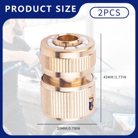 Vorythm 2PCS Brass Hose Quick Connectors – 1/2 Inch Garden Hose Quick Release Couplings with Stop Function – Leak-Proof, Durable, Easy to Install – Perfect for Outdoor Watering