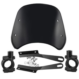 Motorcycle Headlight Windshield Windscreen for 5-7 Inch Round Motorcycles Wind Deflector, Retro Motorcycle Wind Shield Spoiler Headlight Trim Universal, Black Windscreen
