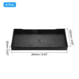 uxcell 6Pcs Serving Tray Small Black Mini Tray 4" x 8" Plastic Rectangular Wooden Serving Trays Decorative Ottoman Platter for Breakfast Kitchen Bathroom