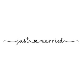 Just Married Car Decal, Wedding Car Decorations, Just Married Vinyl Sticker, Script Font 28"W x 3"H White