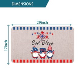 YOUWOUS 4th of July Door Mat 17x29 Inch, God Bless USA Welcome Doormat, Independence Day Indoor Outdoor Entrance Floor Mat for Home Decorations