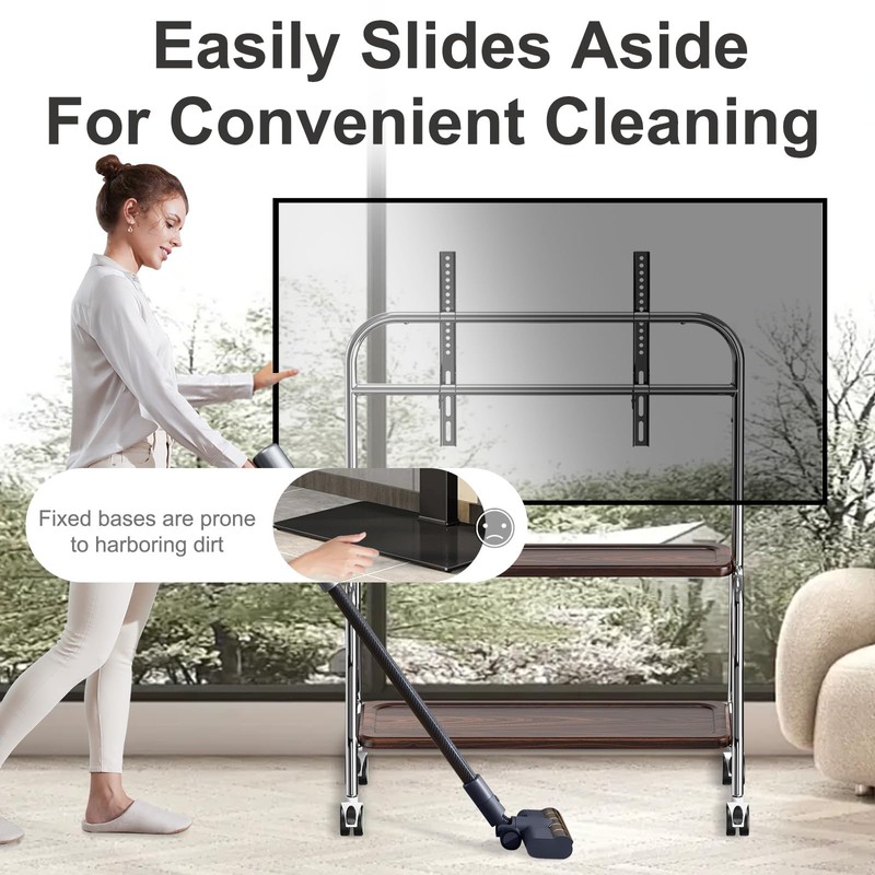 Easel Rolling TV Stand for 32-75" TVs, Stainless Steel TV