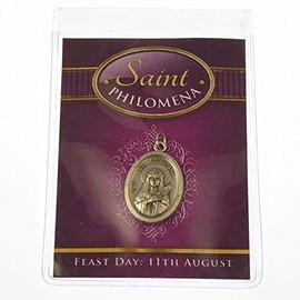 Catholic Gift Shop Medal - Saint Philomena Medal with Plastic Keepsake Wallet & Feast Date