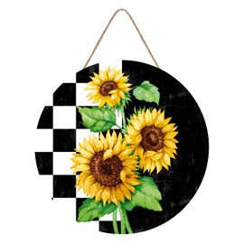 Welcome Sign Front Door Decoration Sunflower Rustic Door Sign Round Wood Wreaths Wall Hanging Outdoor, Farmhouse, Porch, For Spring Summer Fall Decor Decoration For Garden Office Home Shop12x12inch