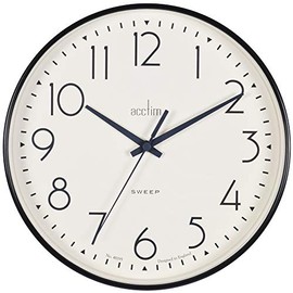 Acctim Earl Wall Clock Non-Ticking Sweep Retro Design Quartz Black 25cm