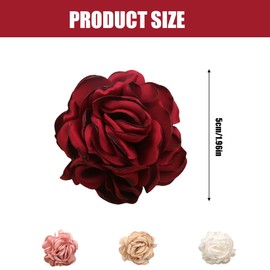 4 Pack Rose Hair Clip Flower Brooches for Women Suitable for Wedding Reception Party Women Accessories (White+Pink+Burgundy+Beige)